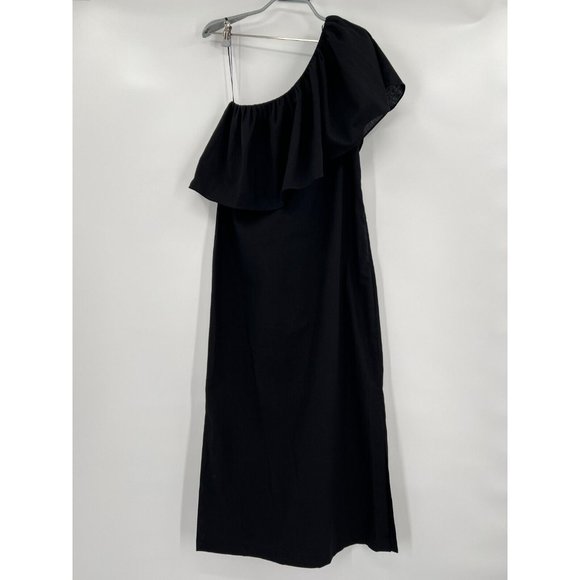 Pomander Place by Tuckernuck Black Florencia One Shoulder Midi Dress Linen sz XS - Picture 1 of 6